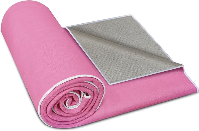 Hot Yoga Towel Non-Slip,Thick & Soft Yoga Mat Towel, Sweat Absorbent, with Grip Dot, 72" x 26", Yoga Towel for Hot Yoga, Pilates, Fitness and Gym Workouts, Light Pink