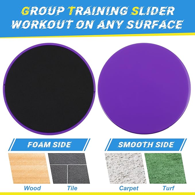 Jenaai Core Sliders for Working Out Bulk Dual Sided Workout Disc Gifts for Group Training Classes Fitness Slider for Stability Ab Legs Full Body Fit Gym Carpet Hardwood FloorFoot