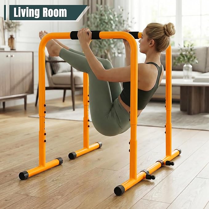 OLIXIS Dip Stands, Heavy Duty Pull Up Bar for Doorway, Adjustable Dip Bar Station Stabilizer Parallette Push Up Stand with Soft High-Density Foam Handles for Home, Gym, Patio, Office