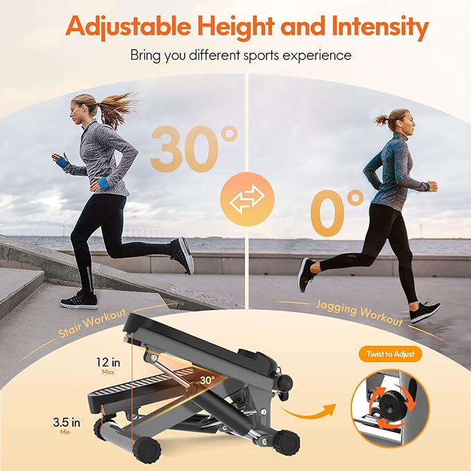 Steppers for Exercise at Home, Mini Stpper with Resistance Bands, 331lbs Load Capacity Stair Stepper for Home, Portable Great Workout Exercise Equipment Stepper for Home Gym Office Travel