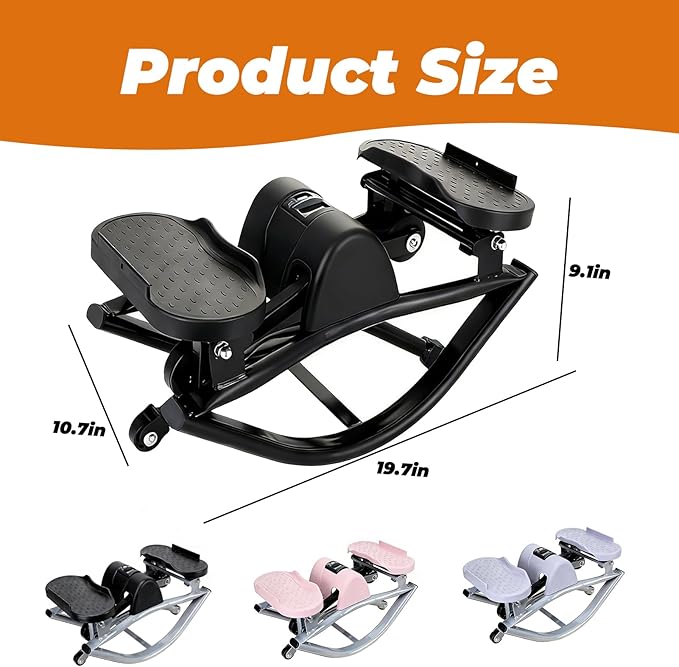 2026 New Rock Stepper Machine with Side to Side Motion and Resistance Bands Compact Stepper for Home Workouts Features Digital Monitor for Steps Time