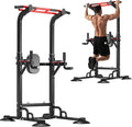 DlandHome Pull Up Bar Power Tower Dip Station, Height Adjustable Heavy Duty Workout Dip Stand, Multi-Functional Strength Training Machine for Men Women Home Gym