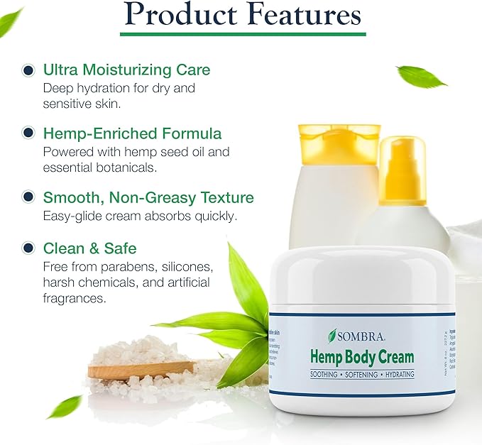 Sombra Hemp Body Cream 8oz Jar