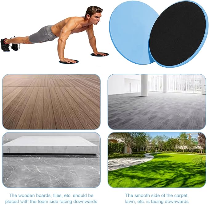 Upgrade Sport Core Sliders for Working Out - Dual Sided Glide Discs for Full Body Workout on Carpet or Hardwood Floor - Fitness & Home Exercise Equipment for Athletes