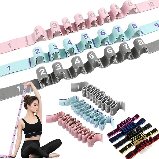 Fitness Resistance Bands with Handles, Numbered Resistance Bands for Glutes, Fitness Resistance Band for Stretching and Yoga, Adjustable Band for Seniors