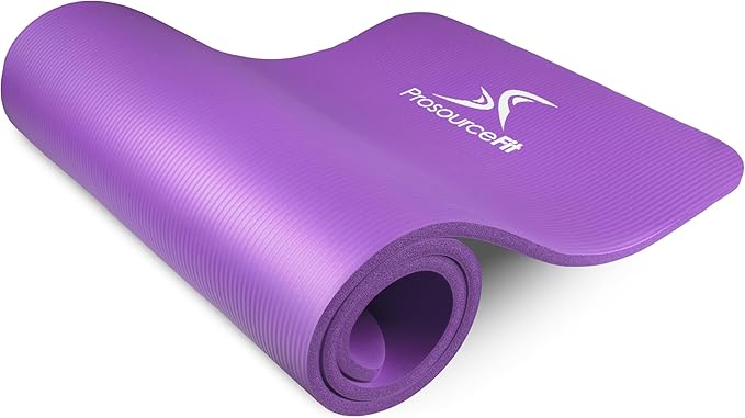ProsourceFit Extra Thick Yoga and Pilates Mat ½” (13mm) or 1" (25mm), 71-inch Long High Density Exercise Mat with Comfort Foam and Carrying Strap