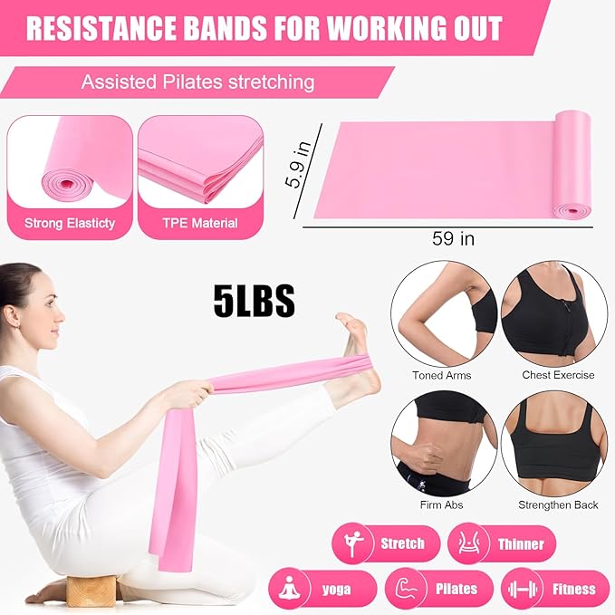 10 Pcs Home Pilates Ring Set for Women Yoga Equipment Accessories Pilates Ring Circle and Ball Workouts Gift Include Ball Yoga Circle Resistance Bands Block Straps Gym Bag