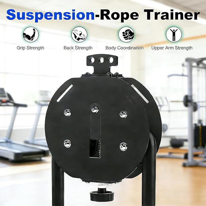 Endless Rope Trainer | Adjustable Resistance Trainer Machine | Suspension Endless Rope Pulley System| Closed-Loop Nylon Rope | Home Gym Infinity Rope for Interval Resistance Training Black