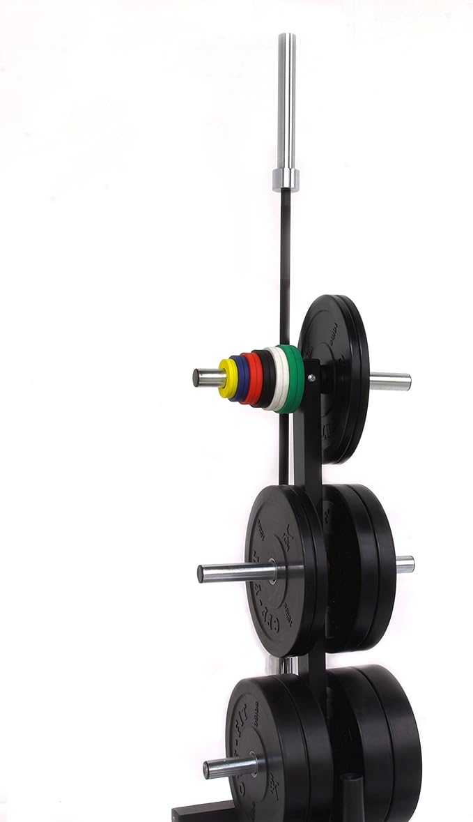 CFF Olympic 2 Bar & Bumper Plate Tree for Weights - 1000 lb. Capacity Mobile Weight Storage Rack w/Wheels. Perfect for Any Commercial Gym, Fitness Training Center, or Home Gym
