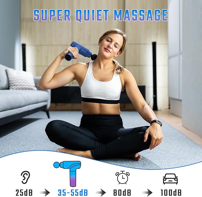 cotsoco Massage Gun Deep Tissue, Muscle Massage Gun with 9 Attachment Heads 20 Speeds & Silent Brushless Motor for Pain Relief, Handheld Percussion Back Massager Gun for Athletes