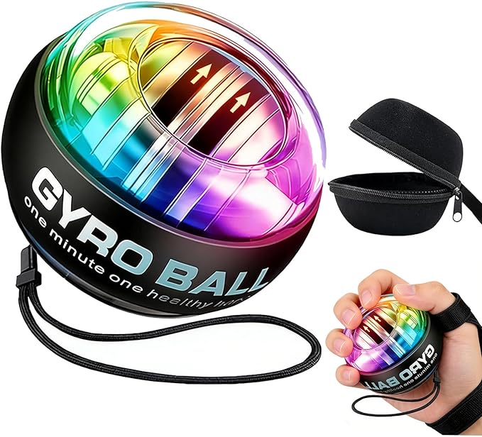 2026 New Curaball Torque Ball, Curaball Hand Exerciser, Gyro Ball with LED Lights and Portable Case, Hand Gripper Strengthener, Grip Strength Trainer for Strengthen Arms,Bones and Muscle