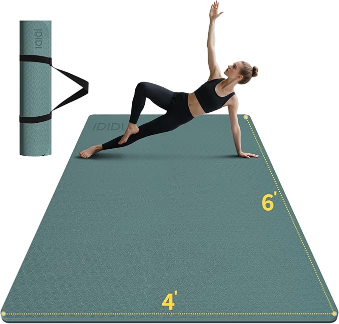 Large Yoga Mat (6'x 4') - Extra Long and Wide Workout Mat for Men and Women,Non-Slip POE 0.32''/0.4'' Thick Fitness Mat, Eco-Friendly, Thick Wide Exercise Mat for Home Workouts,Ideal for Yoga and Pilates.