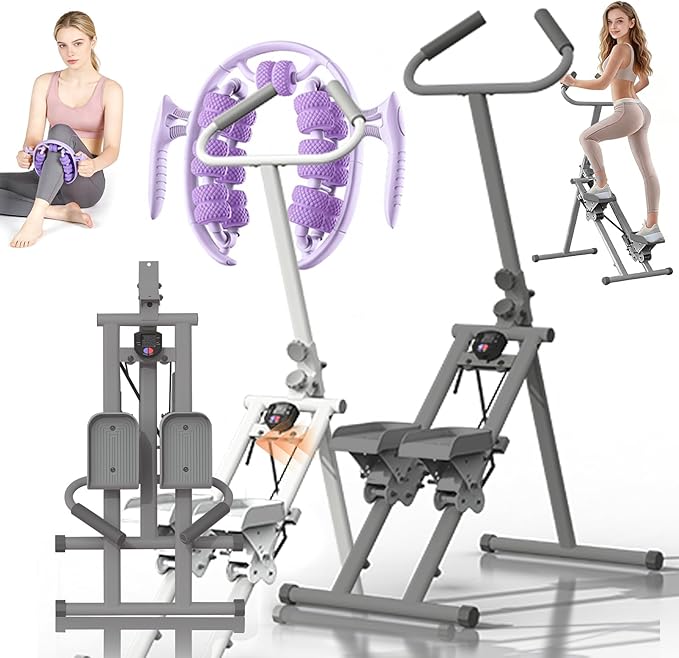 Foldable Stair Stepper for Home Gym with Leg Massager Roller, Full Body Workout Climber Machine, Fitness Equipment with Adjustable Handles