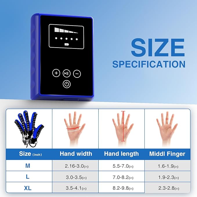 Rehabilitation Robot Gloves, Finger Exerciser for Stroke Recovery Hand Glove Equipment Hand Function Rehabilitation, Adjustable Strength and Supports USB Charging