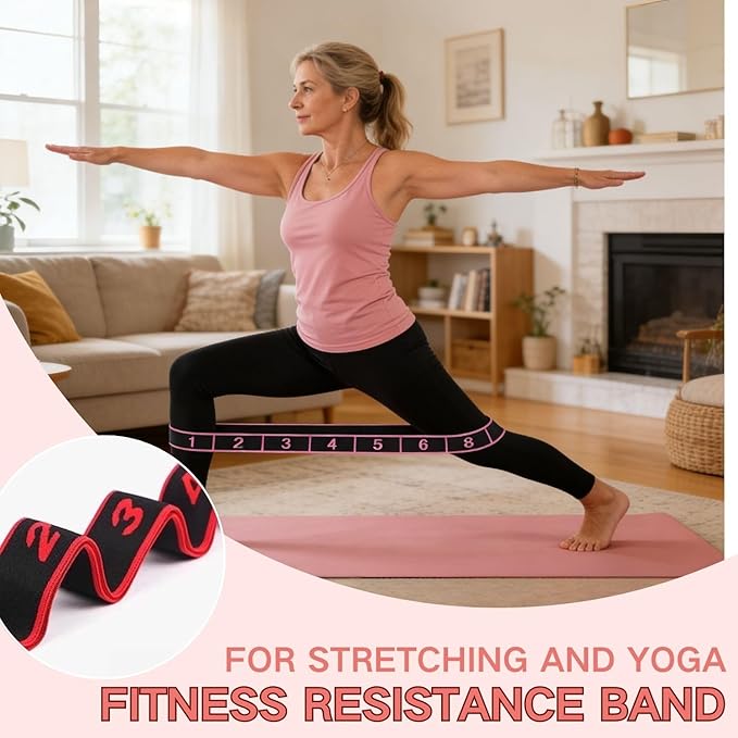 Fitness Resistance Band for Stretching and Yoga with Handles, Multifunction Elastic Exercise Bands, 8 Loops Elastic Exercise Bands Fitness Equipment for Full Body Stretching Shaping and Training