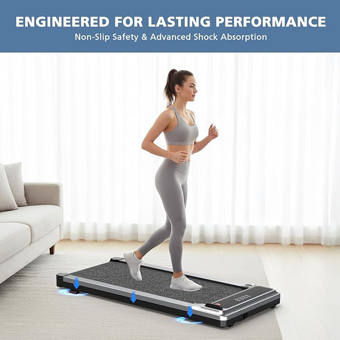 OLIXIS Walking Pad Treadmill for Home, Under Desk Treadmill for Small Space, Portable Design for Home Office Workouts, LED Display with Remote Control, Low Noise