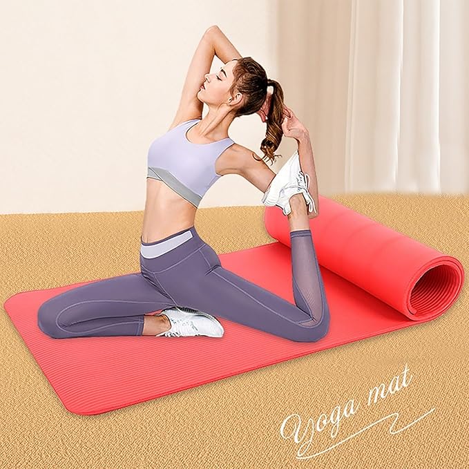 Yoga Mat Thick 1/5" Thick Non Slip Anti-Tear High Density Exercise Mat with Carrying Strap Large Yoga Mat for Floor, Gym, Fitness, Pilates, Stretching, Home Yoga, Workouts