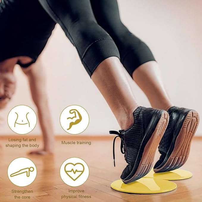 Upgrade Sport Core Sliders for Working Out - Dual Sided Glide Discs for Full Body Workout on Carpet or Hardwood Floor - Fitness & Home Exercise Equipment for Athletes