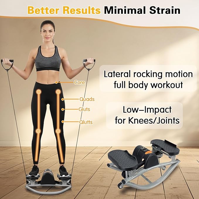 Rock Stepper Side-to-Side for Knees and Joints, Portable Home Workout Use Step Fitness Machines,Core Lateral Rocking Machine for Legs, Glutes, Absz, Low-Impact Lateral Steppers
