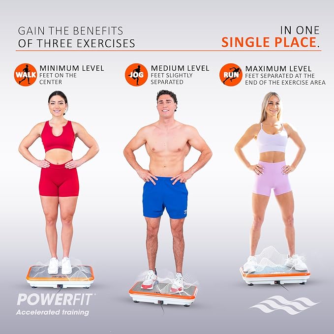 Powerfit Vibration Plate Exercise Machine - Waver Full Body Vibration Platform for Weight Loss & Lymphatic Drainage