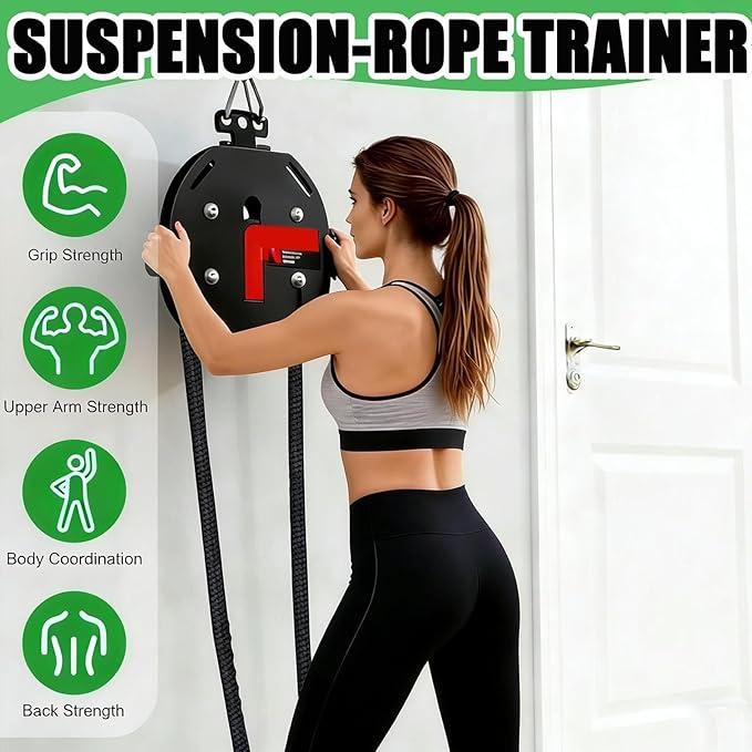 Endless Rope Trainer | Adjustable Resistance Trainer Machine | Suspension Endless Rope Pulley System| Closed-Loop Nylon Rope | Home Gym Infinity Rope for Resistance Training