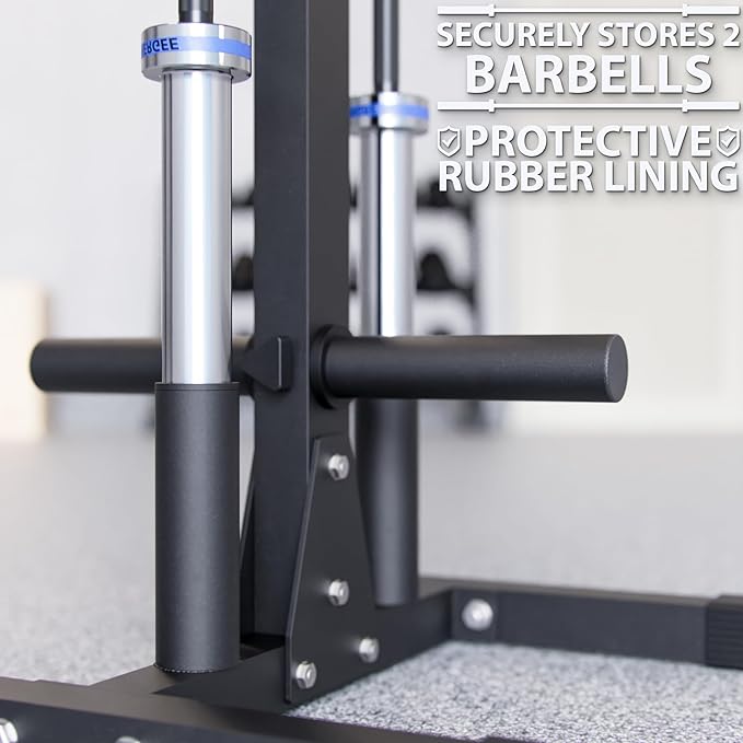 Synergee Olympic Weight Plate Tree Rack & Barbell Holder – Vertical Weight Rack for Gym Storage Home, Garage & Commercial