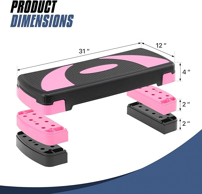MADOG Aerobics Stepper Platform with 4/6/8 inch Height Stackable Risers
