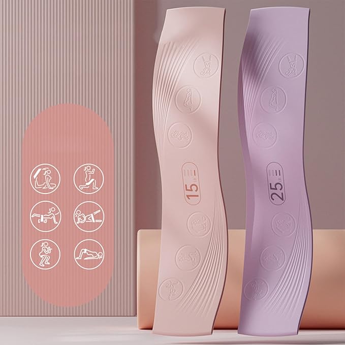 Exercise Strap for Pilates High Elastic Silicones Band Printed Movement Guide Wide Multiple Color Strength Option Printed Exe
