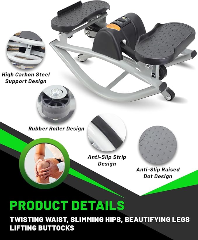 Rock Stepper, 2026 New Generation Rock Stepper Side-to-Side Machine for Home Exercise – Burn Fat Faster in 15 Minutes | Low-Impact Glutes with Digital Display & Anti-Slip Mat