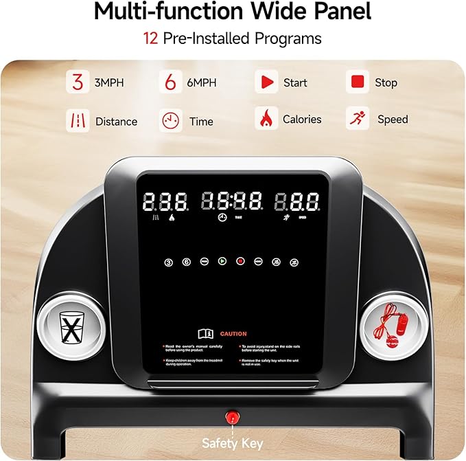 RHYTHM FUN 8.0 MPH Treadmills for Home, Running Walking Pad Treadmill with Incline up to 8%, Foldable Treadmill with Handle Bar, Low Noise Walking Pad for 300 lbs