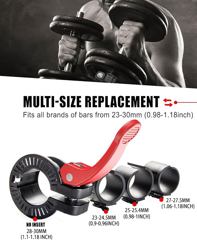 Mini Barbell Clips 1 inch I Multi-Size Adjustable Barbell Collar I 1 inch Barbell ClampsIQuick Release Weight Clips Pair of Locking for Dumbbell Bar