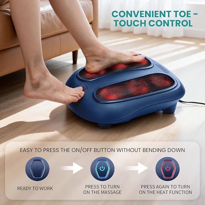 Nekteck Foot Massager with Heat, Shiatsu Foot Massager for Neuropathy, Plantar Fasciitis, Electric Heated Foot Massage Machine for Pain Relief and Circulation, Gifts for Man Woman Her Him Birthday