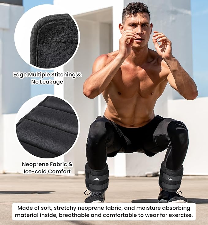 Ankle Weights A Pair of 1/2/3/4/6/8/10/12/20 LBS Wrist Leg Arm Weights for Women Men with Adjustable Straps, Strength weighted for Physical Therapy Running Walking Fitness Gym Workout