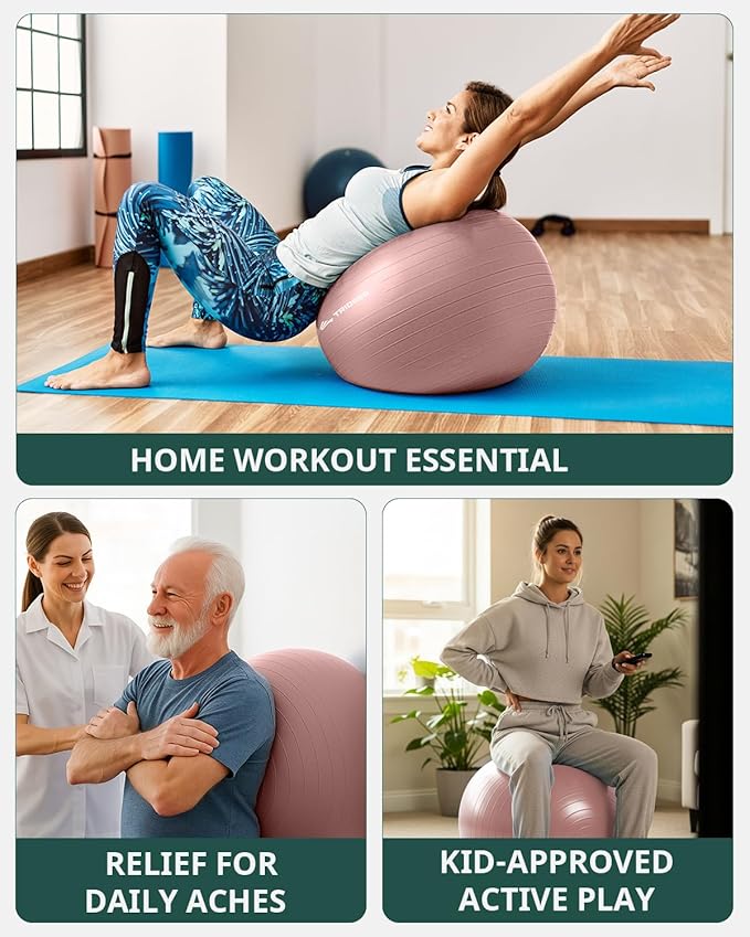 Trideer Exercise Ball Yoga Ball,Office Seating & Balance Ball Chair, Stability Ball for Pilates, Physical Therapy,Core Training & Balance Improvement & Stretching