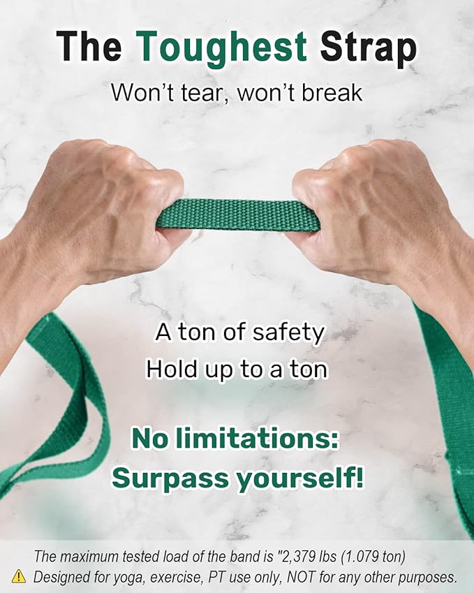 Tumaz Stretching Strap - 10 Loops & Non-Elastic Yoga Strap - Perfect Home Workout Stretch Strap for Physical Therapy, Yoga, Pilates, Flexibility