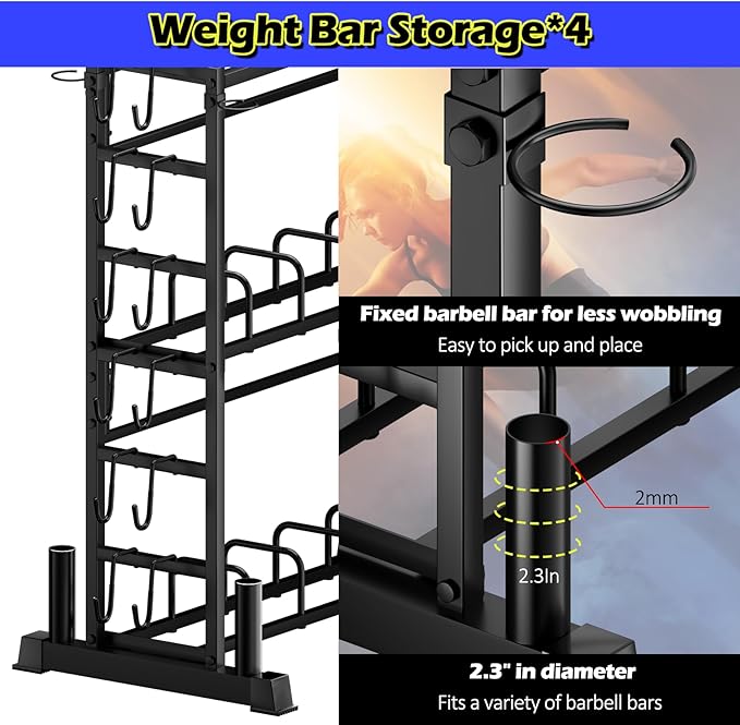 Dumbbell Rack - Weight Plate Rack for Home Gym, Peloton Weights for 2700lbs Large 3 Tier Kettlebell Barbell Rack Workout Equipment Strength Training Dumbbell Organization Stand Only