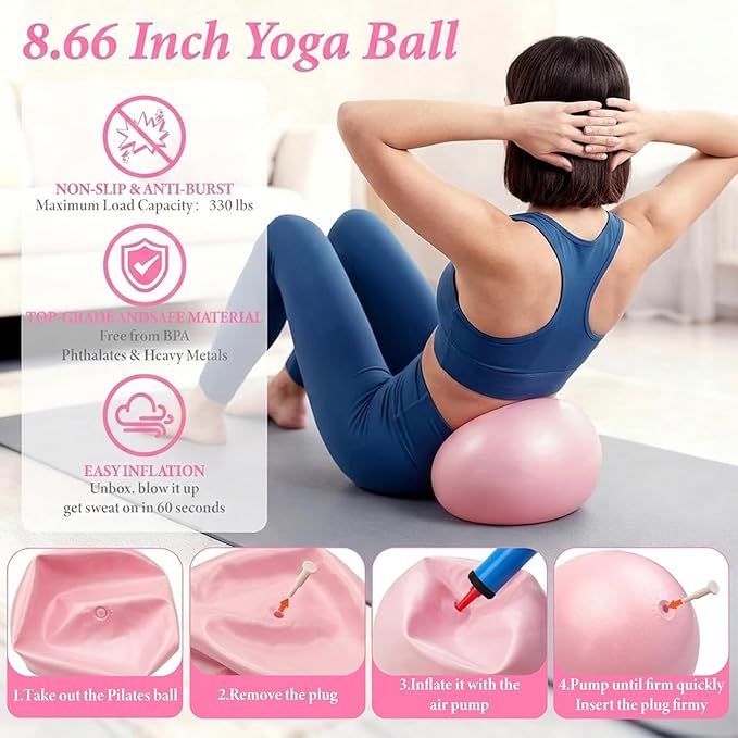 15PCS Pilates Kit for Home Workouts, Pilates Equipment with 14.9" Pilates Ring and Ball, Resistance Bands, Ankle Weights, Sliders & Grip Socks Accessories for Women Full Body Shaper