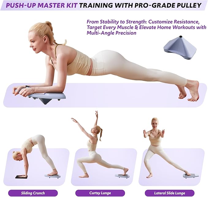 Pilates Board & Reformer Machine Set - Foldable Home Pilates Equipment, 6-in-1 Multifunctional Pilates Sliding Board for Women/Men, Portable Pilates Reformers Workout Machine 2025 Pro Version