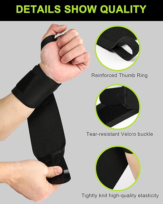 Gym Wrist Wraps, 2-Pack Wrist Support Wraps, Enhanced Wrist Straps, Weight Lifting Wrist Bandages for Fitness Bodybuilding Training