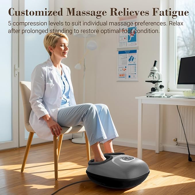 Foot Massager with Heat, FSA Eligible HSA Shiatsu Foot Massager Machine for Plantar Fasciitis, Adjustable Vibration & Pressure for Neuropathy Pain, Women Men Gifts, Fits Up to 12"(Gray)