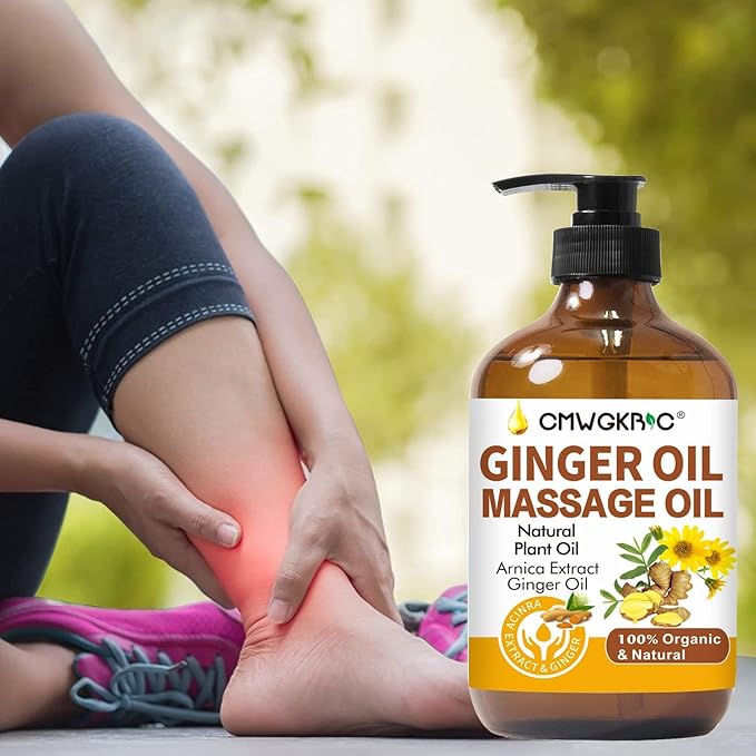 Ginger Oil,Ginger Massage Oil for Lymphatic Drainage,Natural Body Oil for Skin,Arnica Oil,Sore Muslce Massage Oil,Spa Ginger Oil-Warming and Relaxing for Easter Basket Stuffers Gifts for Men Women