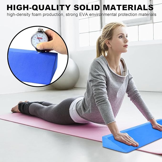 Yoga Squat Wedge Block,Pilates Yoga Wedge Stretch Accessories,Eva Support Inclined Squat Plate Balance Supportive Foam Wedge Block,for Exercise Wrist Strength Fitness Gym(Blue)