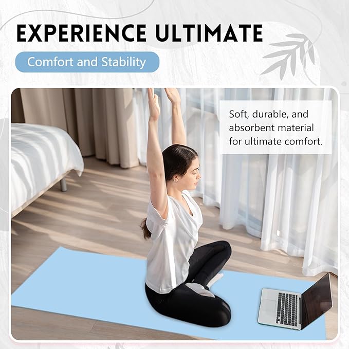 Breling 4 Pack 72" x 24" Hot Yoga Towel Non Slip Microfiber Mat Towel Sweat Absorbent Soft Pilates Mat Essentials for Hot Yoga Pilates Exercise(Blue)