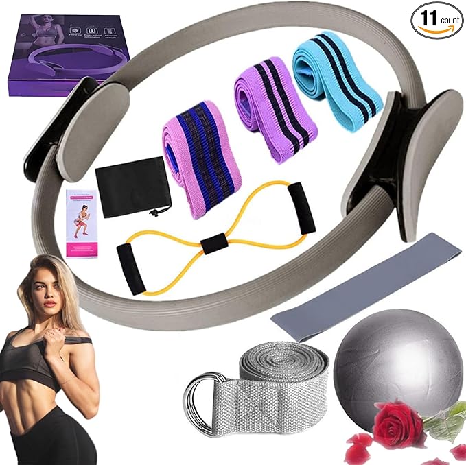 Pilates Essentials Kit for Women, 2025 New Better Me Pilates Kit for Core Strength, Stretching & Toning, 25cm Figure 8 Resistance Band Yoga Bands for Gym Workout