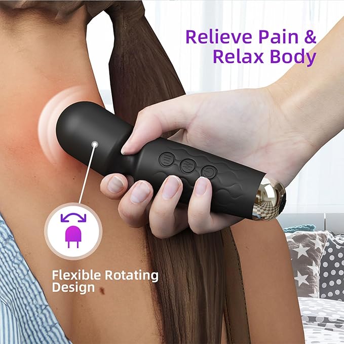 Mini Personal Massage Small Cordless Handheld Bullet Massager - Powerful - Quiet - Back Legs Hand Pains and Sports Recovery (Black)