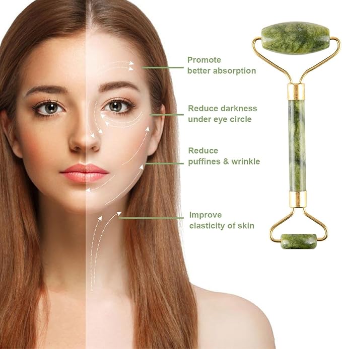Gua Sha Facial Tools, Guasha Tool for Face, Jade Face Roller,Self Care Gift for Women and Men