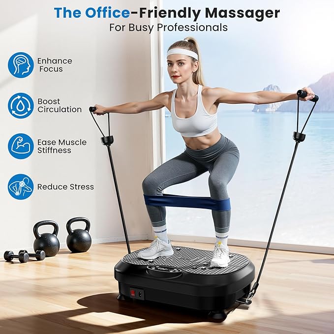 Vibration Plate Exercise Machine for Lymphatic Drainage with 200 Levels, Whole Body Fitness Workout Equipment Stand Shake Board Sport Gym for Weight Loss Fat Burner for Women Men