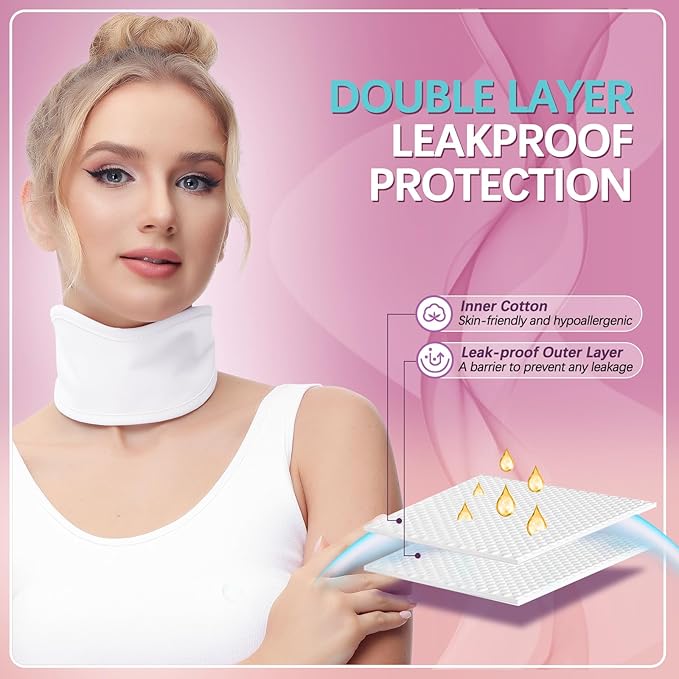 Castor Oil Pack for Thyroid - Reusable Organic Castor Oil Neck Wrap for Thyroid, Less Mess, Anti Oil Leak, Comfort Fit, Oil Not Included (White)