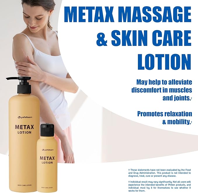 Phiten Metax Massage and Skin Care Lotion - Muscle Rub for Neck, Shoulder, Back, Leg or Foot - Muscle and Joint Support Body Care Lotion - 4.05 fl oz