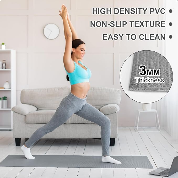 24 Pack 3 mm Thick Yoga Mat Bulk, Non Slip Exercise Workout Fitness Pad for Women Men, Gym Home Yoga Pilates, Easy to Clean, Sturdy PVC
